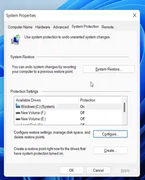استعادة نظام Windows 11